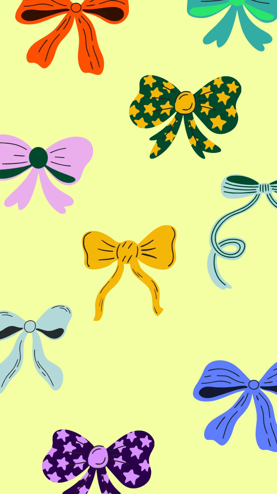Playful Illustrative Bows Mobile Wallpaper