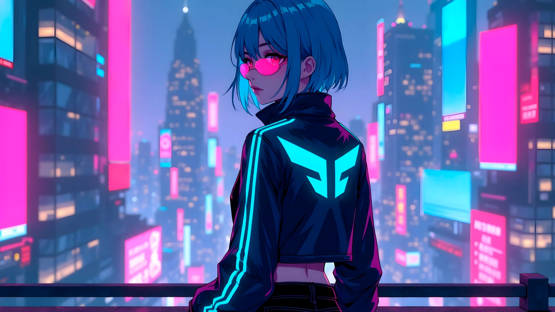 Bold Neon Anime Desktop Wallpaper