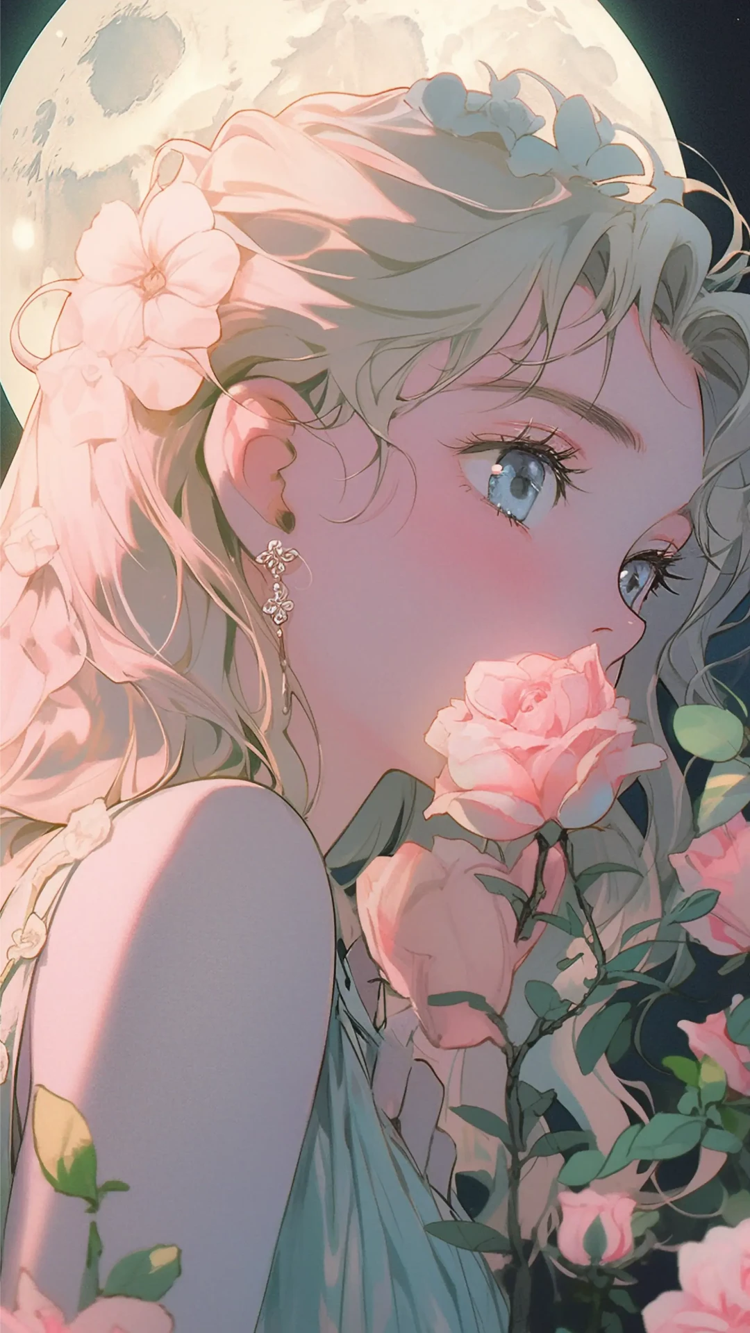 Elegant Floral Anime Mobile Wallpaper