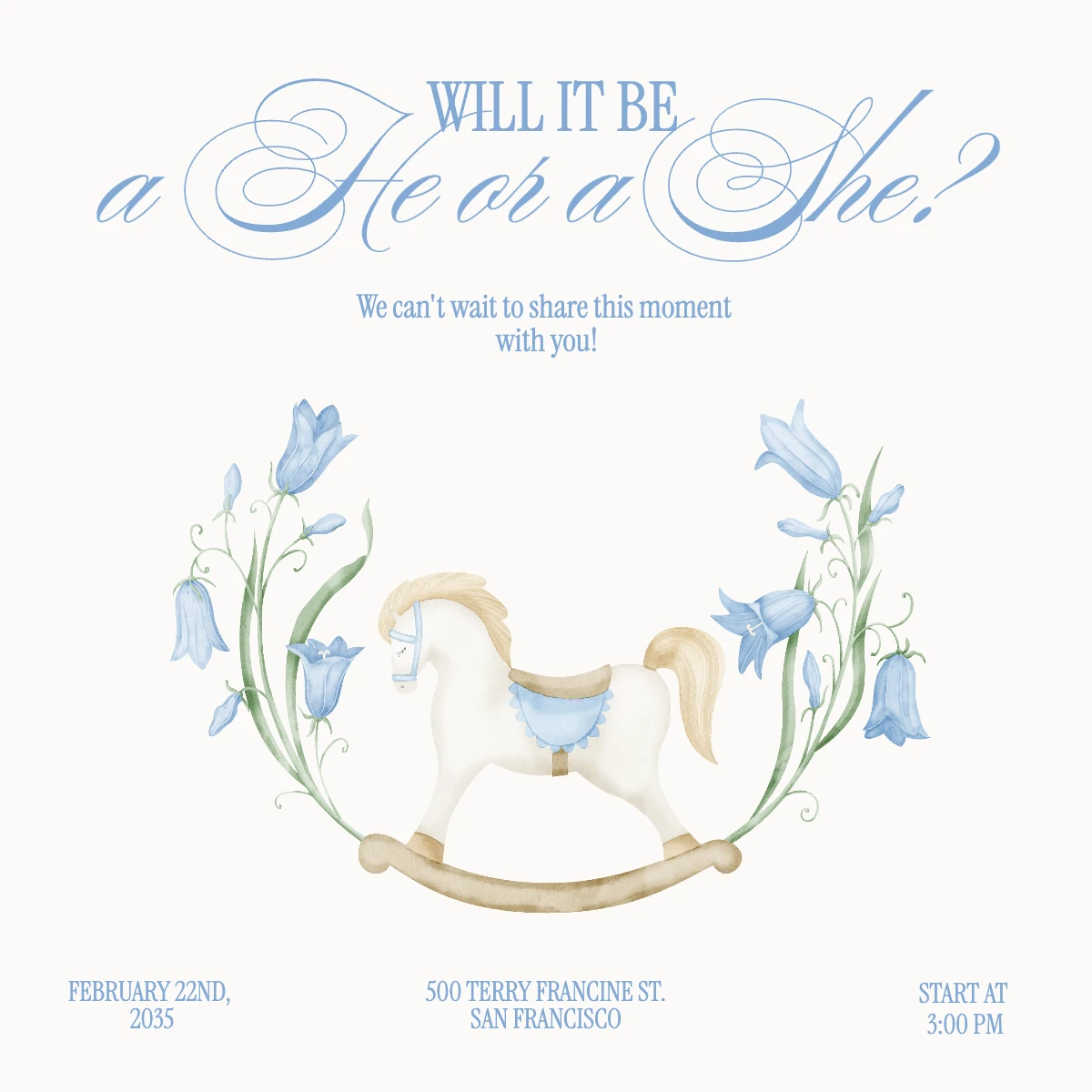 Romantic Clean Gender Reveal Invitation