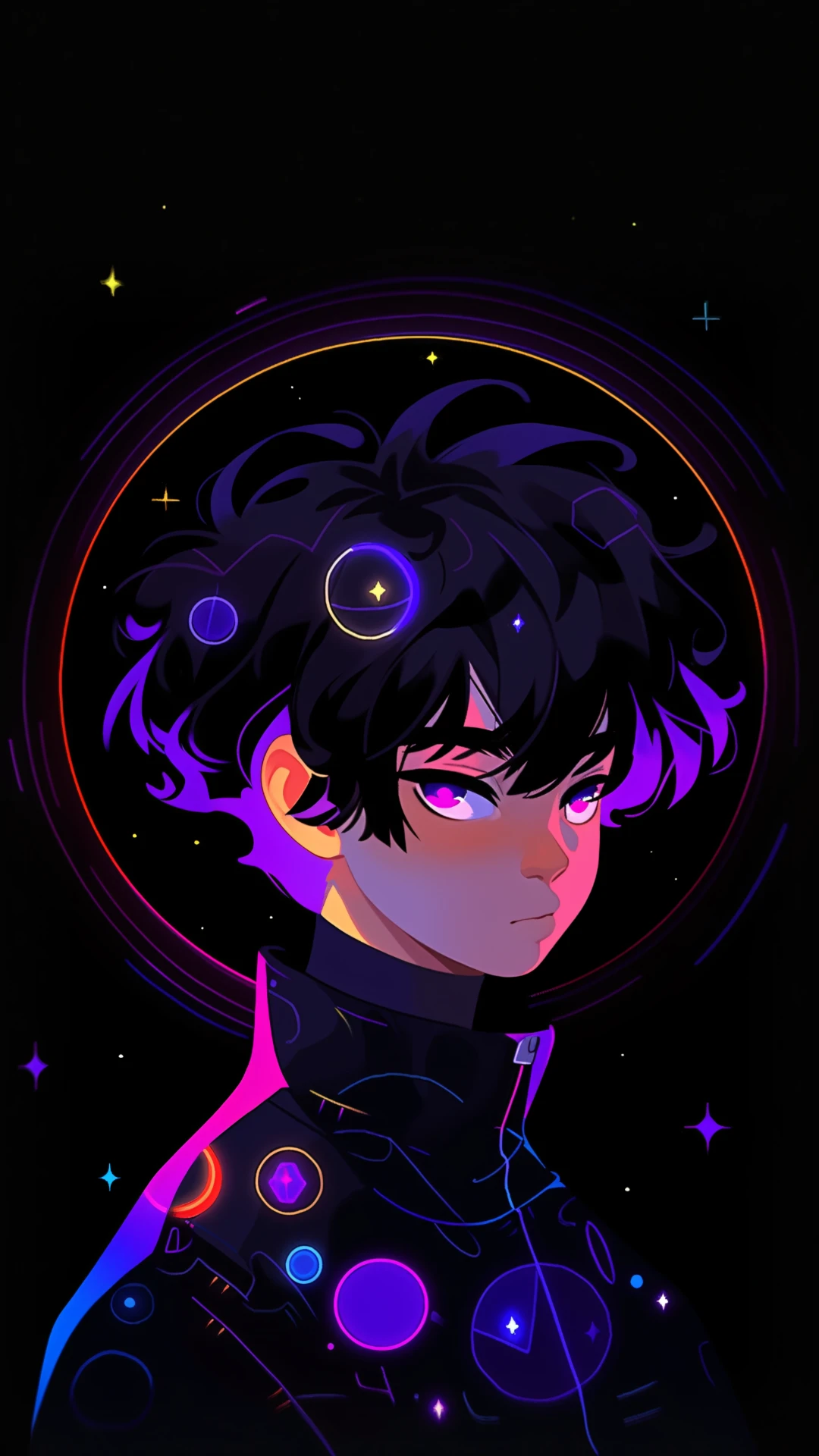 Bold Neon Anime Mobile Wallpaper