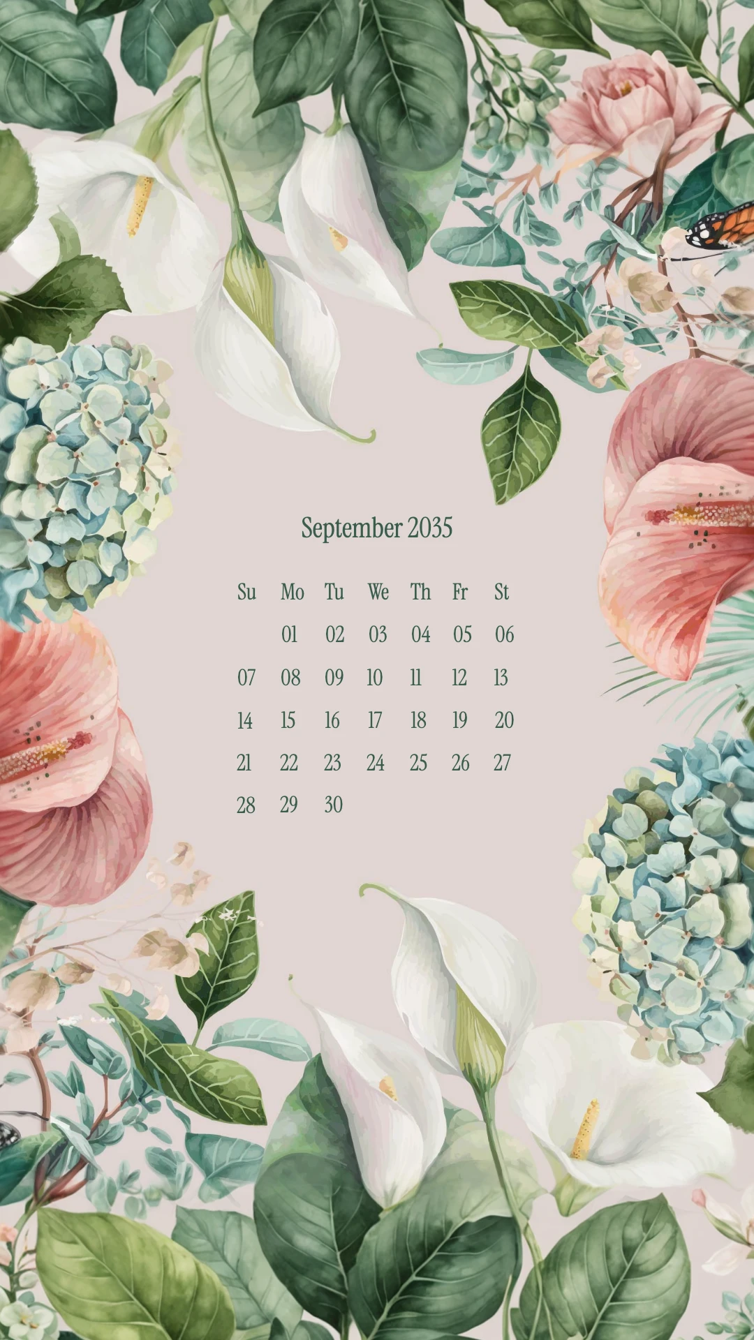 Natural Illustrative Floral Mobile Wallpapers