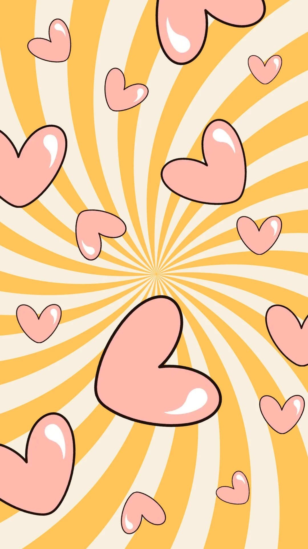 Retro 3D Hearts Mobile Wallpaper