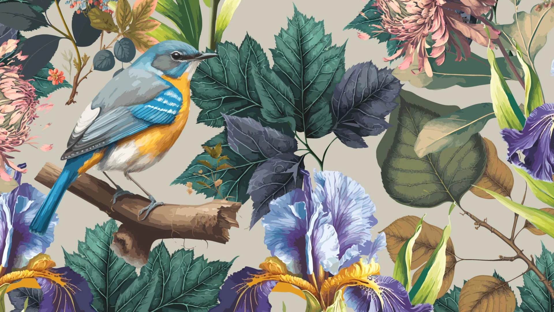 Organic Illustrative Floral Desktop Wallpaper