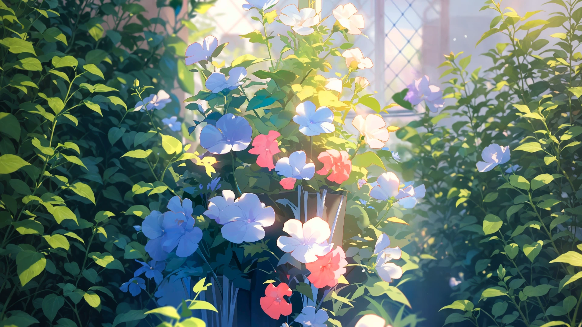 Elegant Floral Anime Desktop Wallpaper