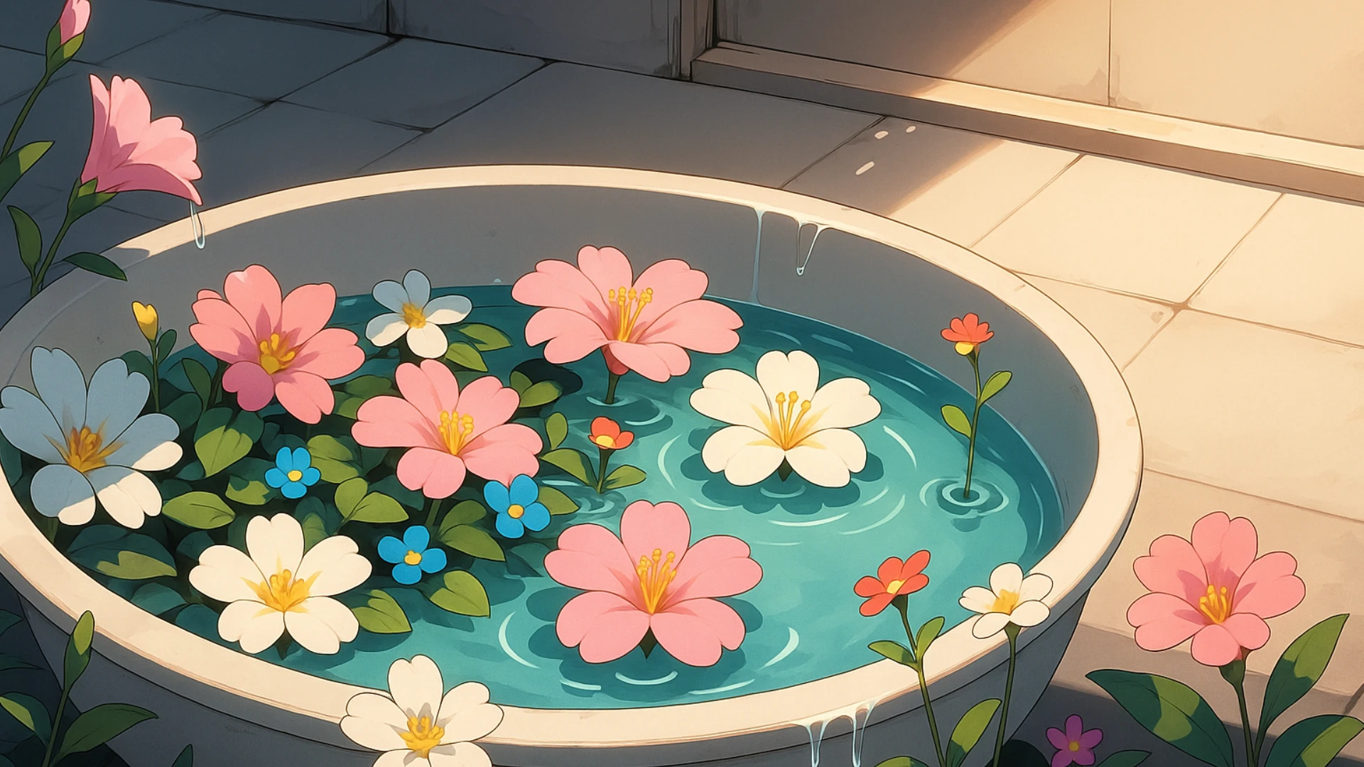 Elegant Floral Anime Desktop Wallpaper