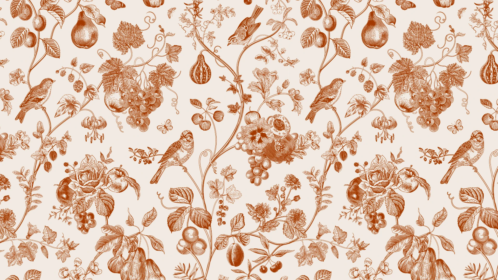 Vintage Illustrative Floral Desktop Wallpaper