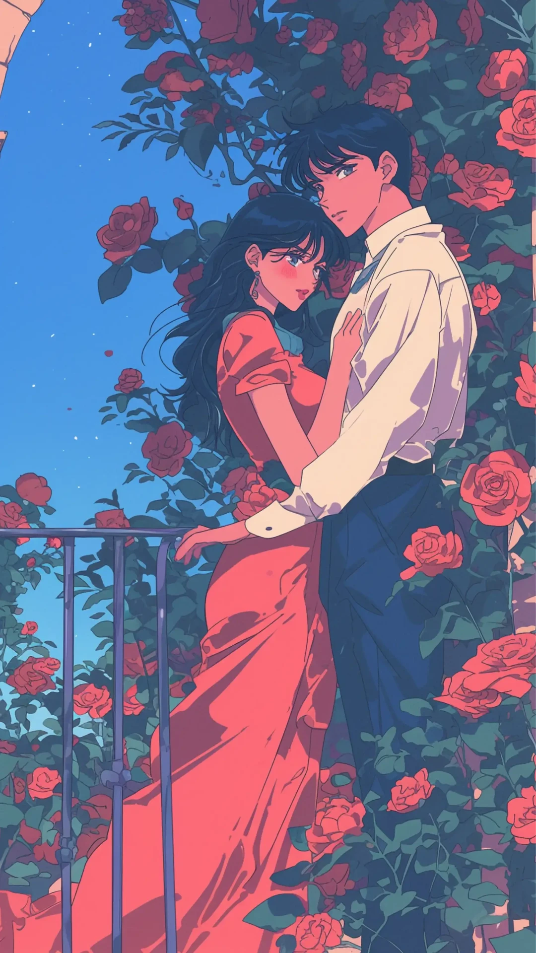 Romantic Floral Anime Mobile Wallpaper