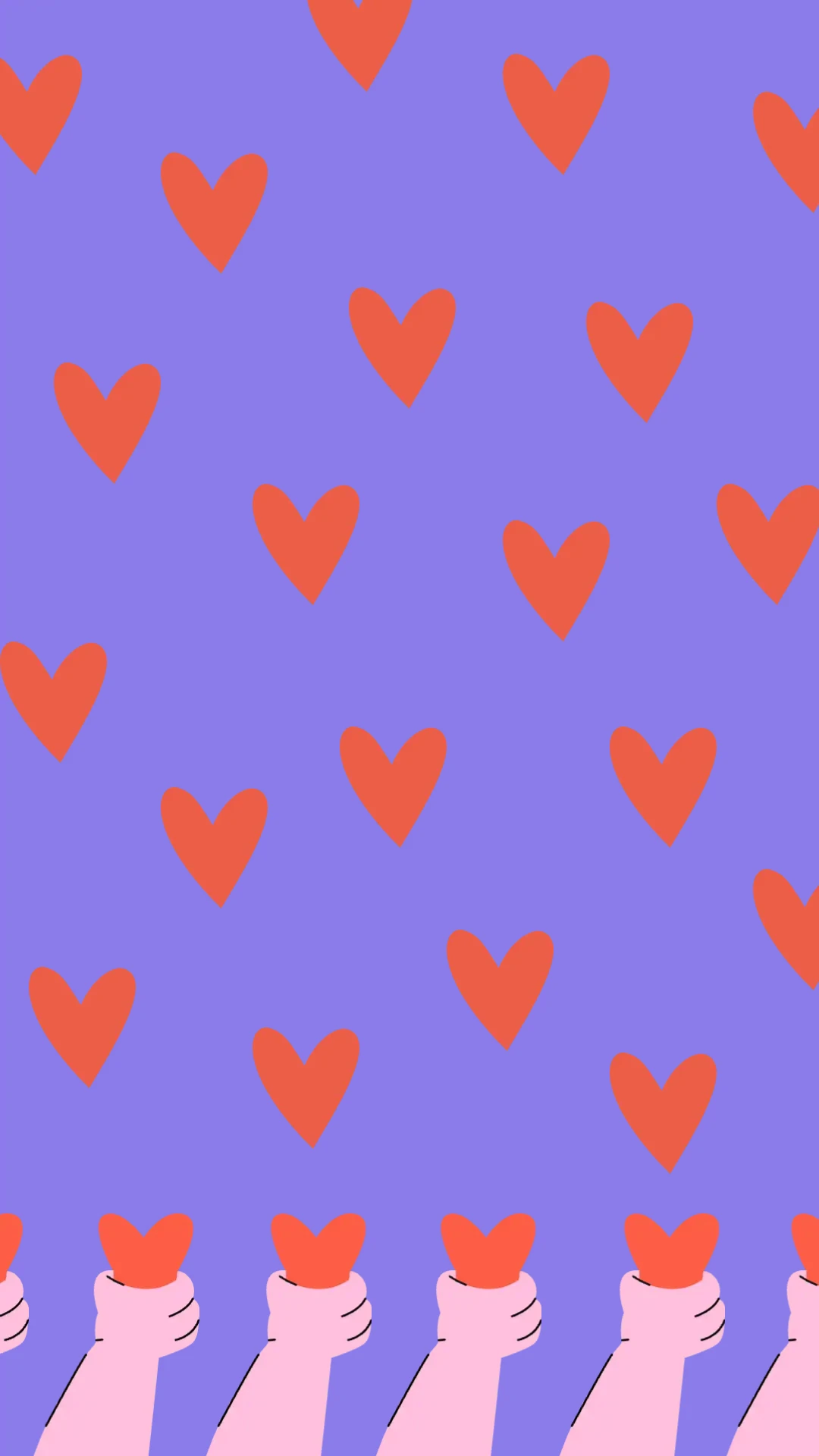 Fun Playful Hearts Mobile Wallpaper