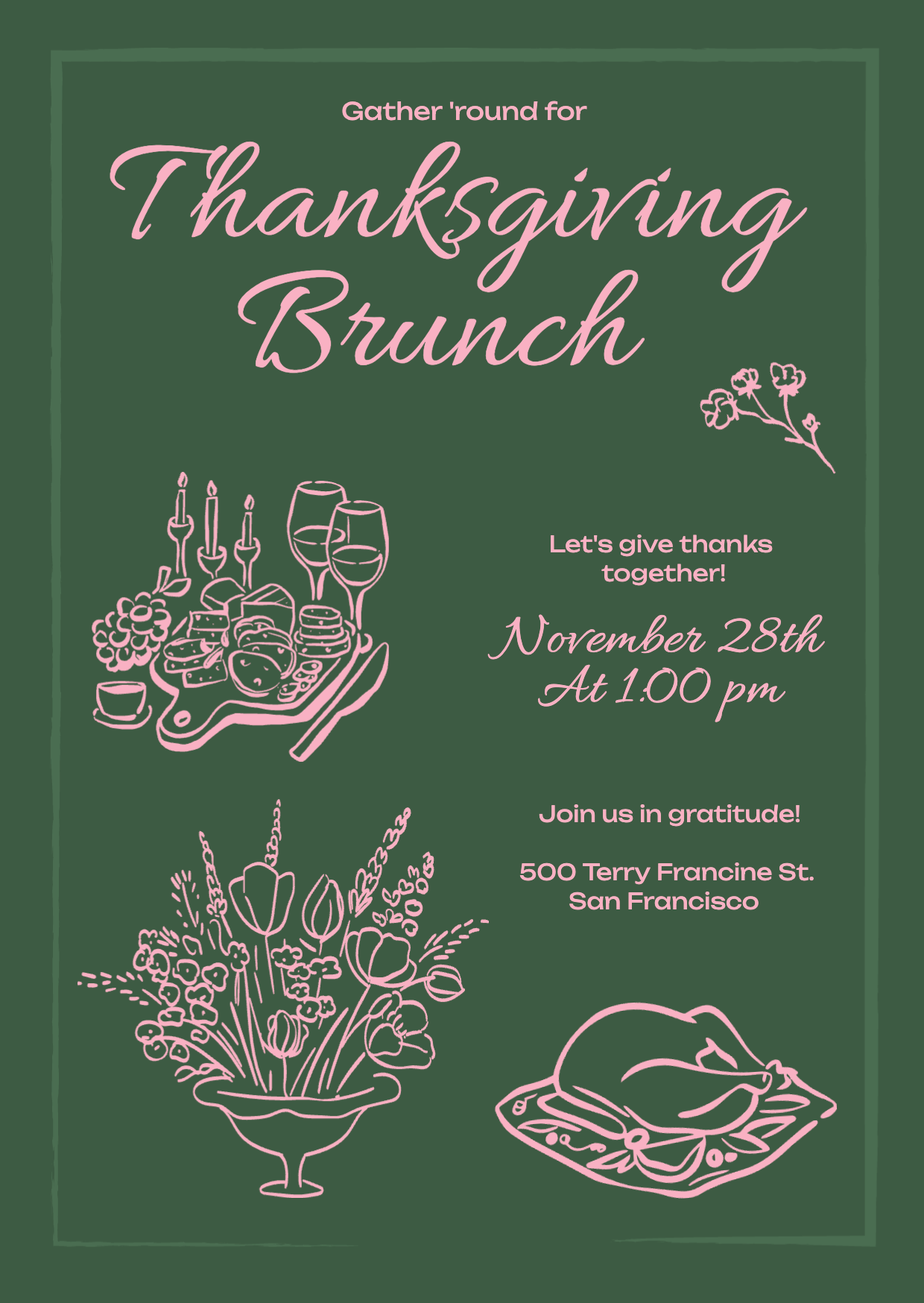 Romantic Dark Brunch Invitation