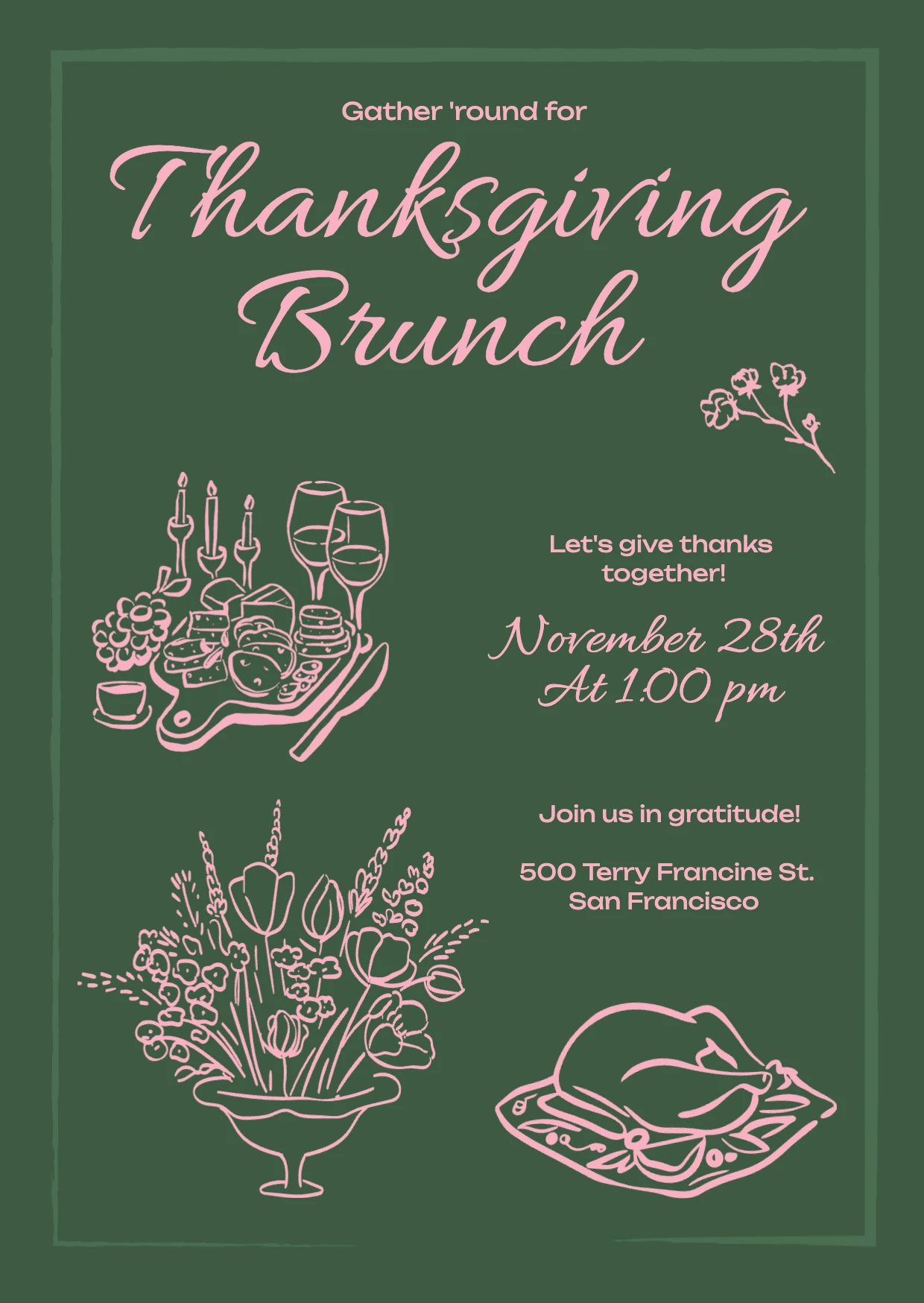 Romantic Dark Brunch Invitation