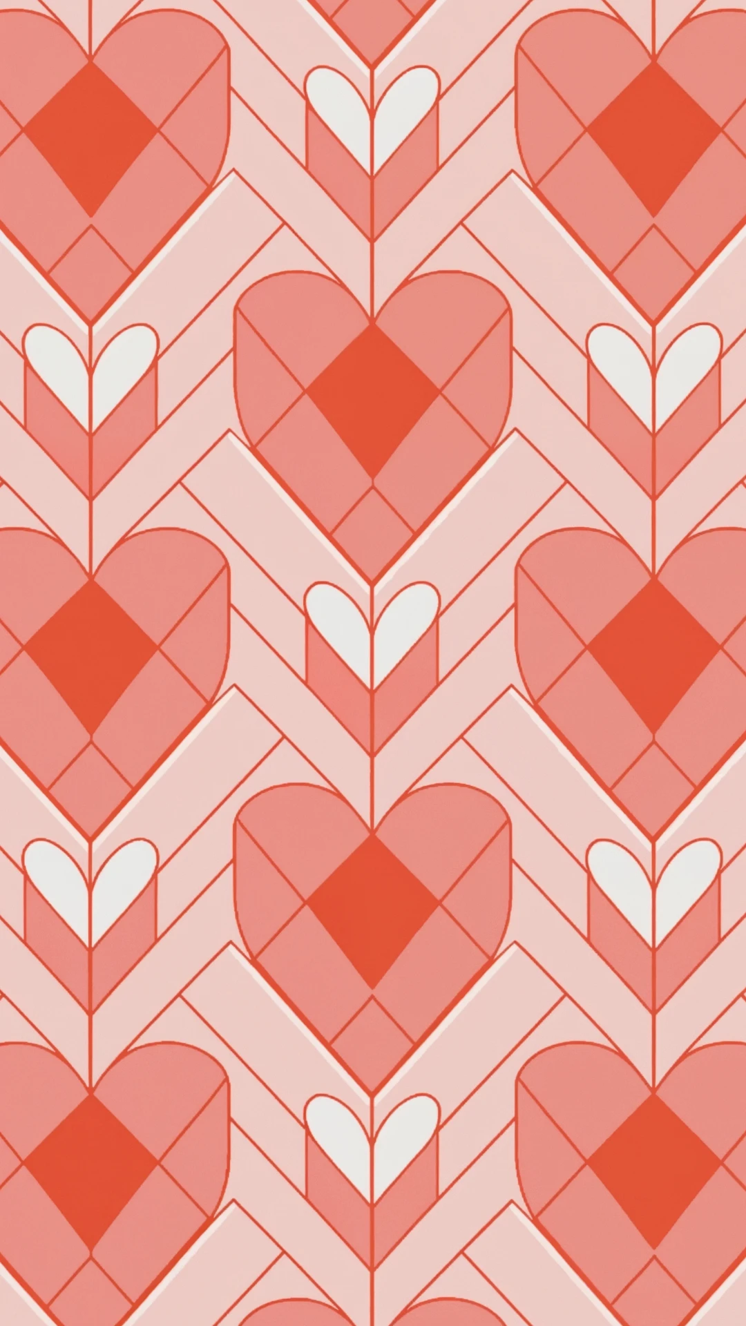 Retro Geometric Hearts Mobile Wallpaper