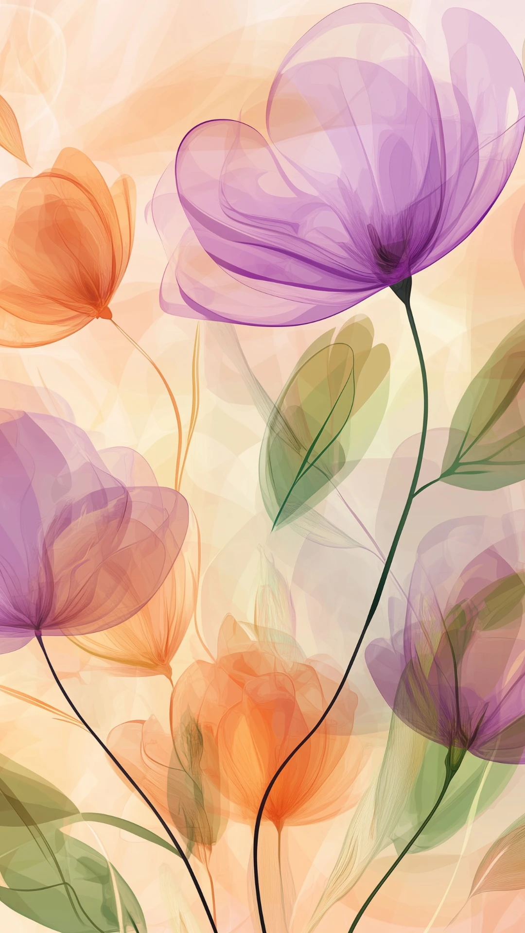 Modern Pastel Floral Mobile Wallpaper