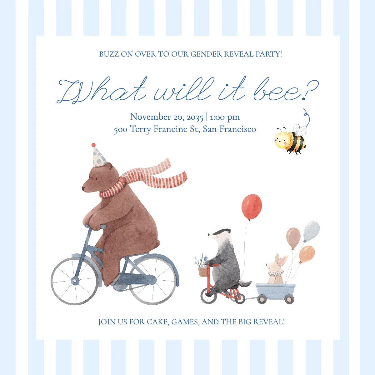 Simple Illustrative Gender Reveal Invitation