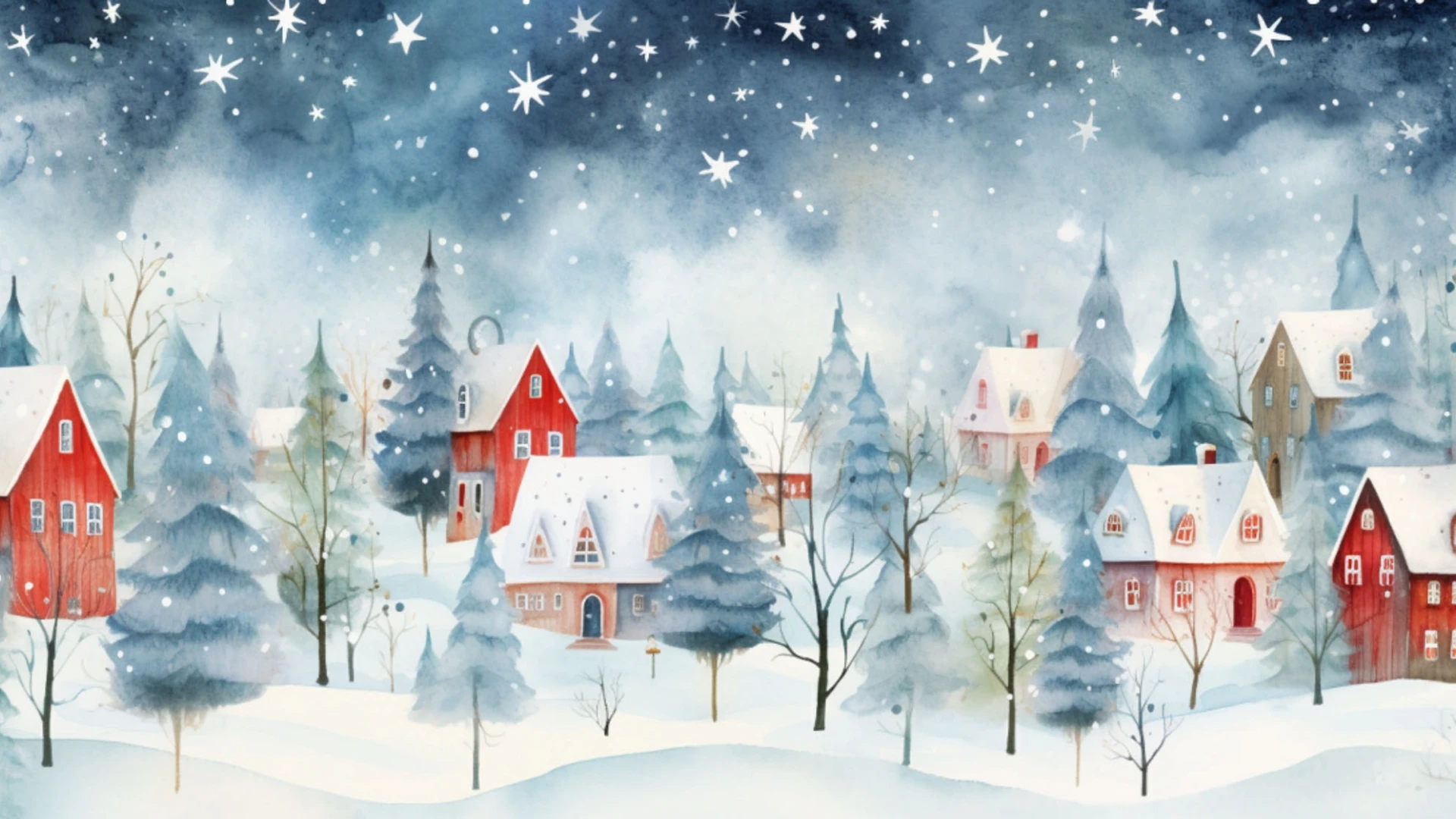 Romantic Illustrative Christmas Desktop Wallpaper