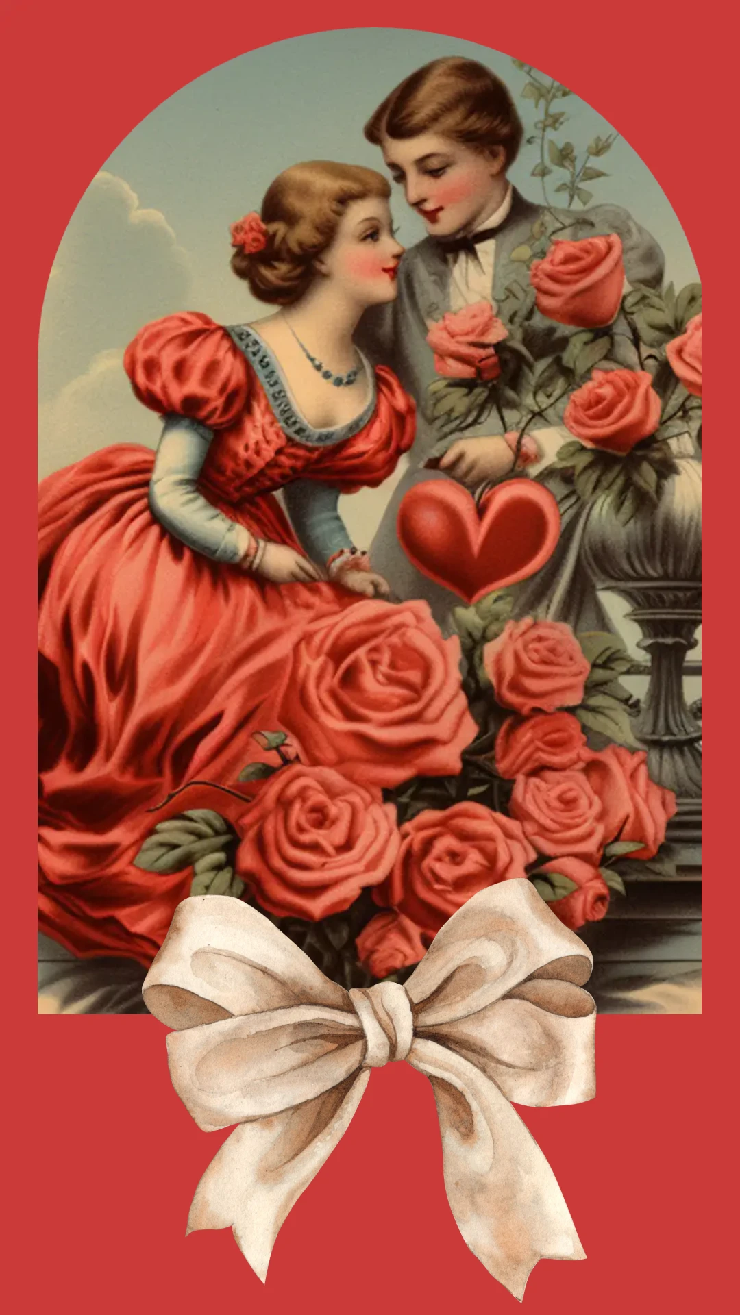 Romantic Floral Bows Mobile Wallpaper