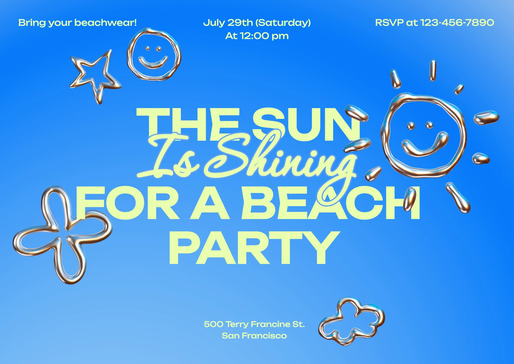 Playful 3D Beach Party Invitation