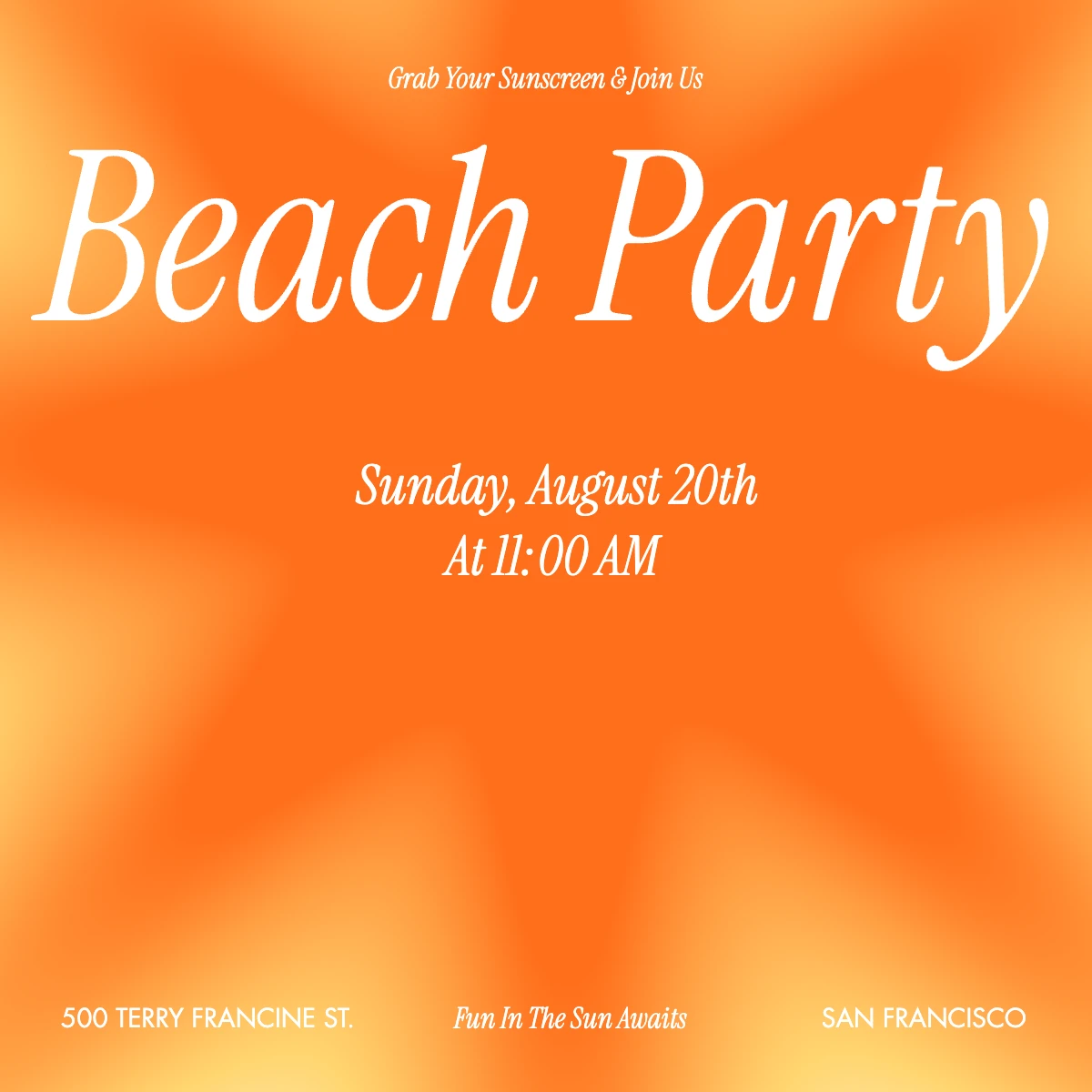 Playful Colorful Beach Party Invitation
