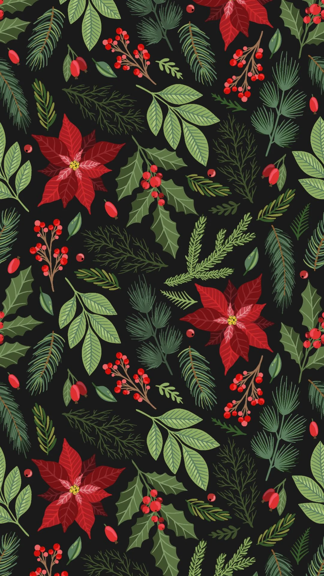 Romantic Floral Christmas Mobile Wallpaper