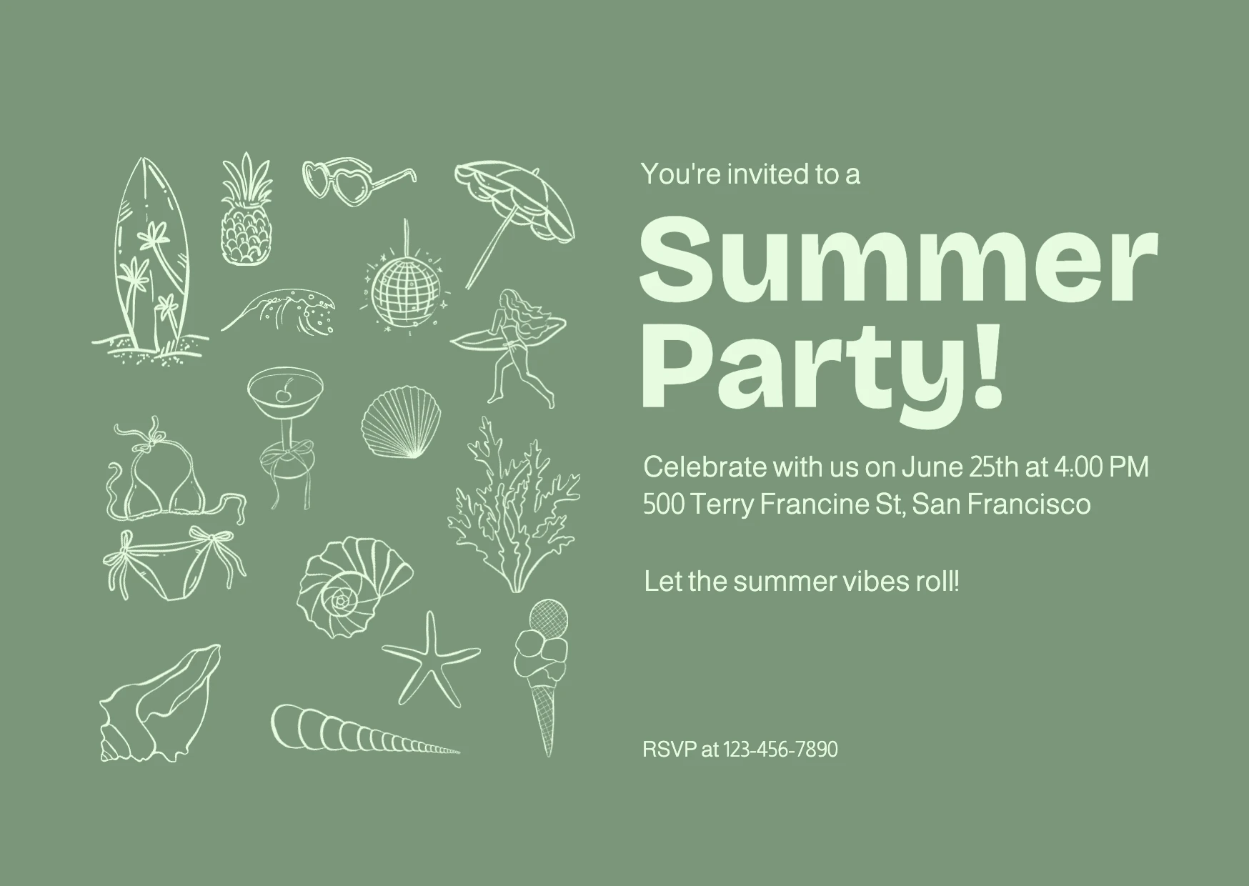 Minimalist Clean Summer Party Invitation