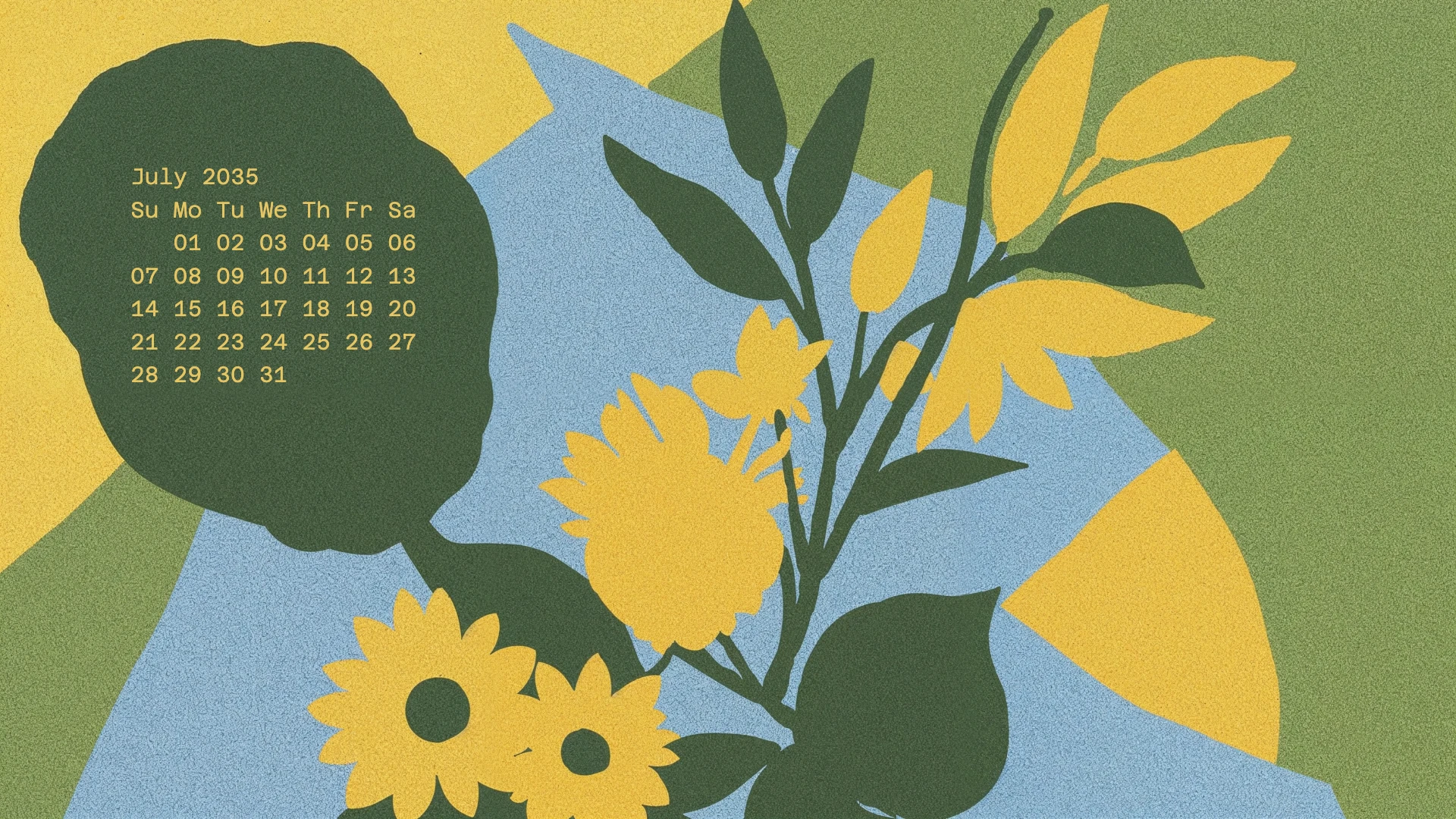 Minimalist Illustrative Floral Desktop Wallpaper