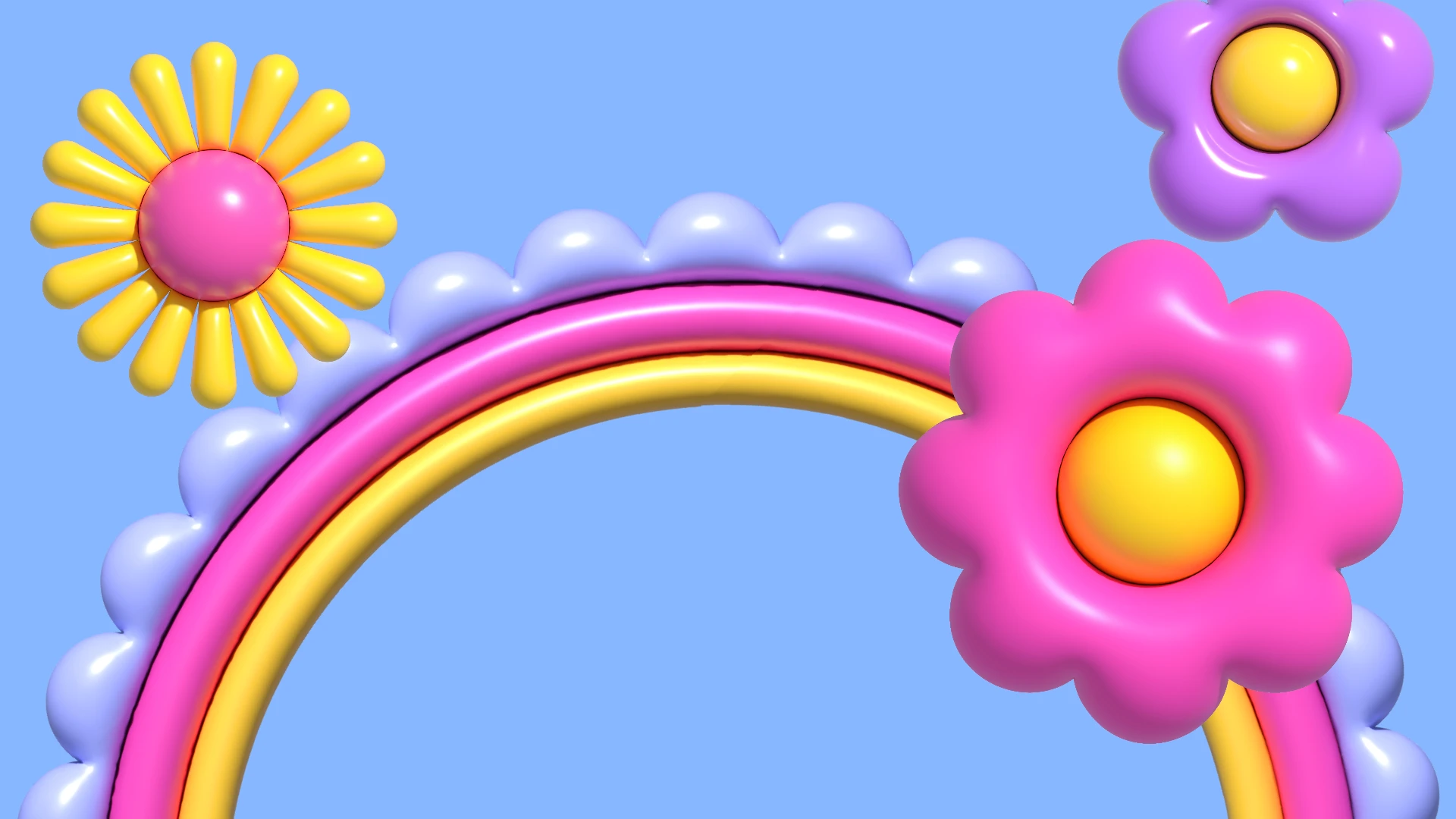 Playful Floral Summer Desktop Wallpaper