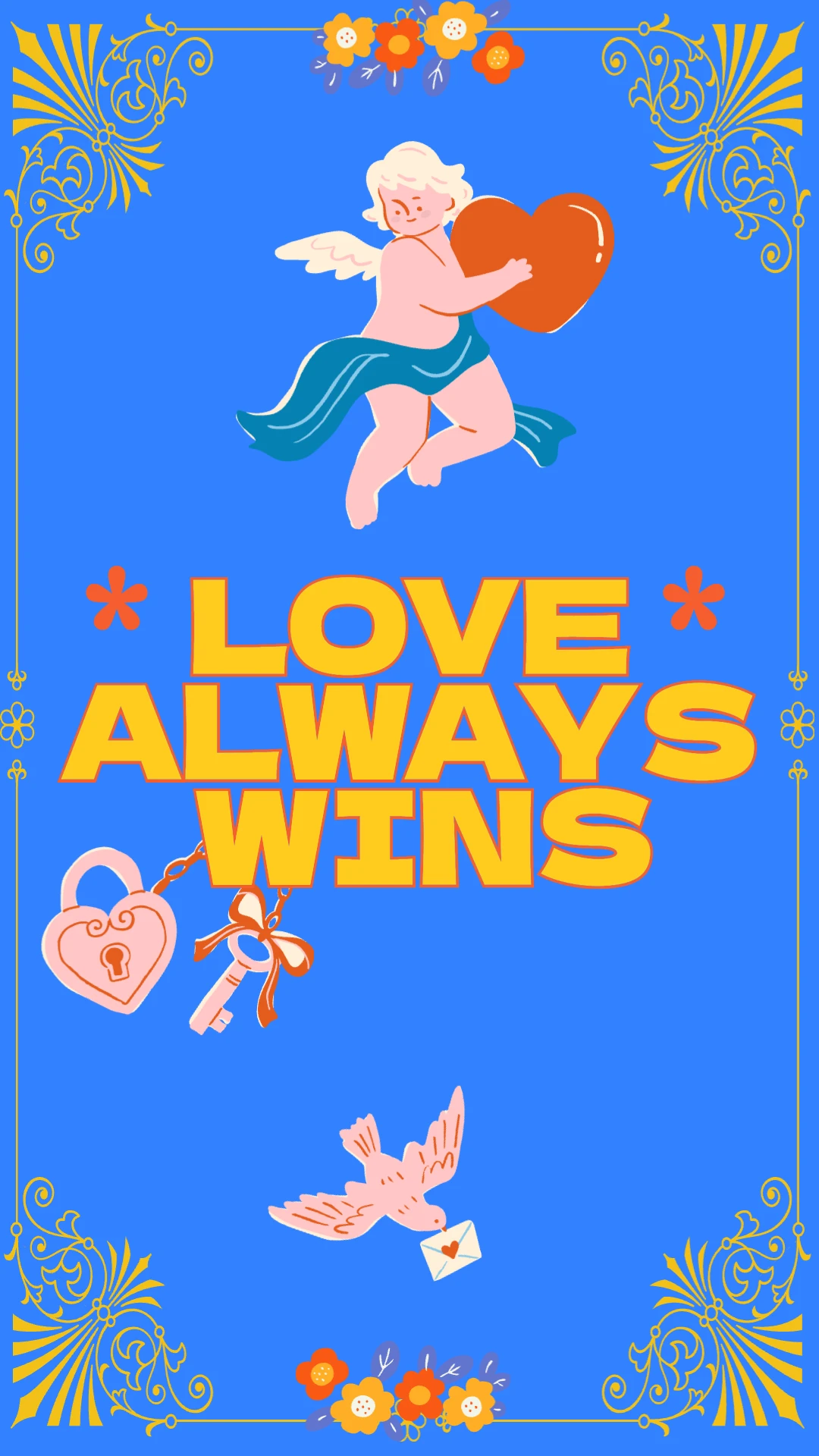 Retro Playful Hearts Mobile Wallpaper