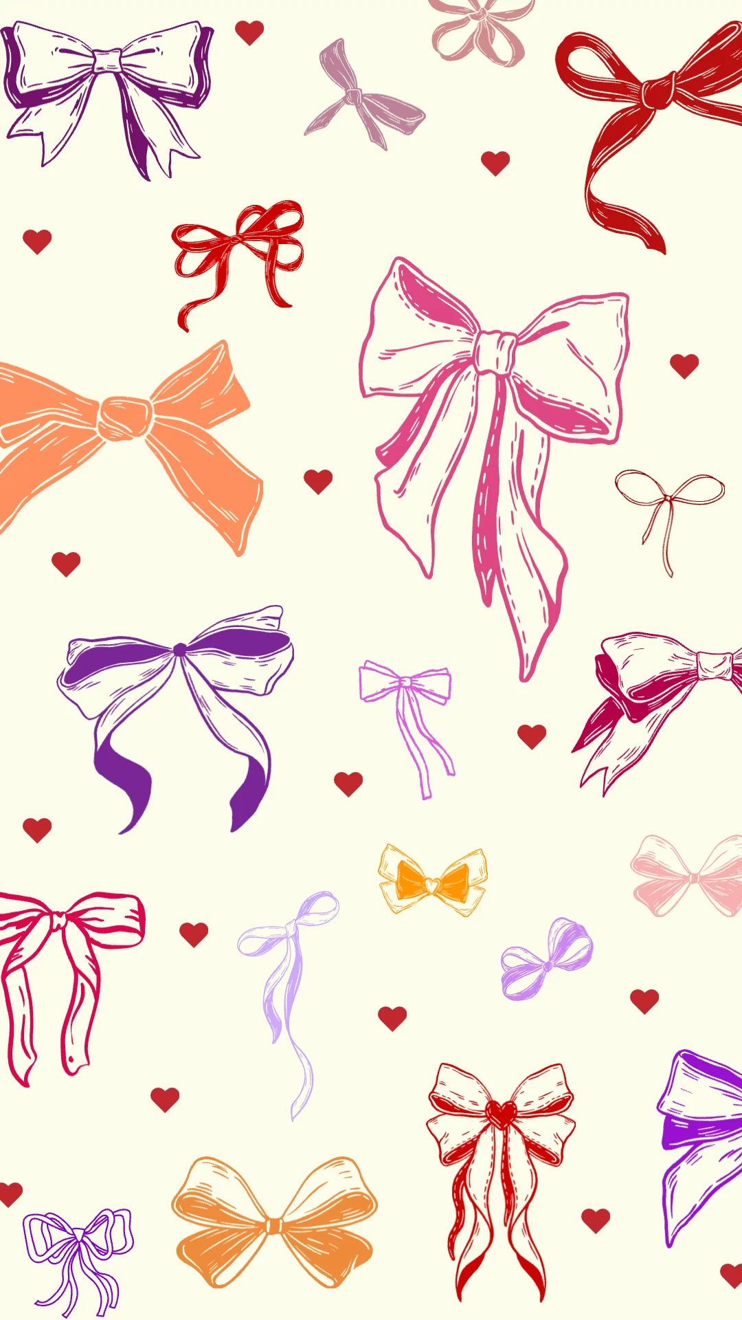Cute Illustrative Bows Mobile Wallpaper