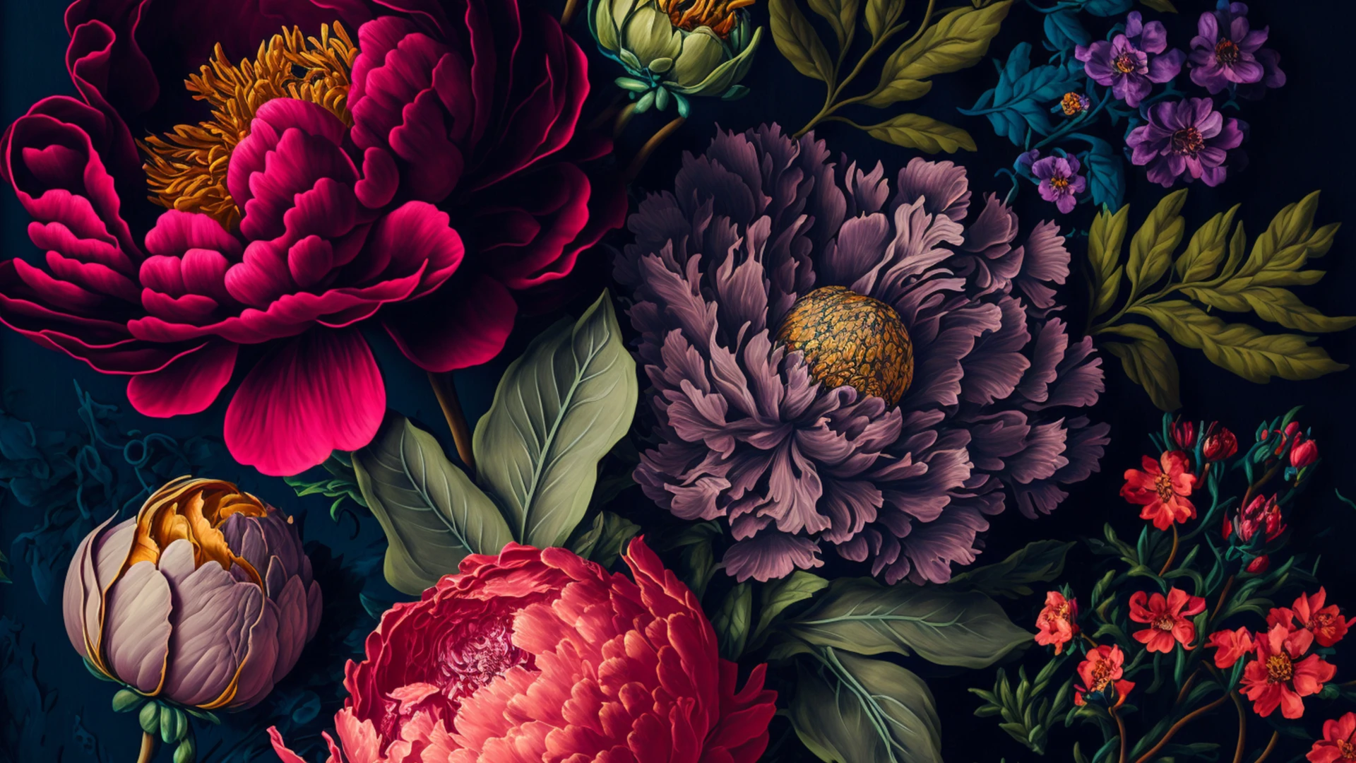 Vintage Colorful Floral Desktop Wallpaper