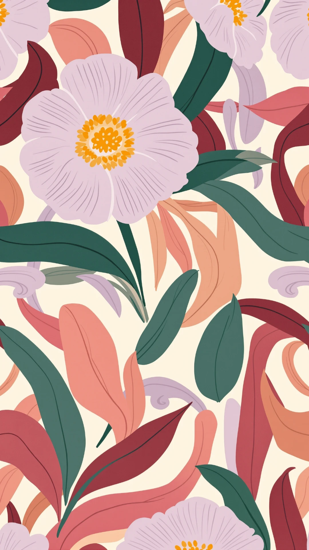 Modern Abstract Floral Mobile Wallpaper